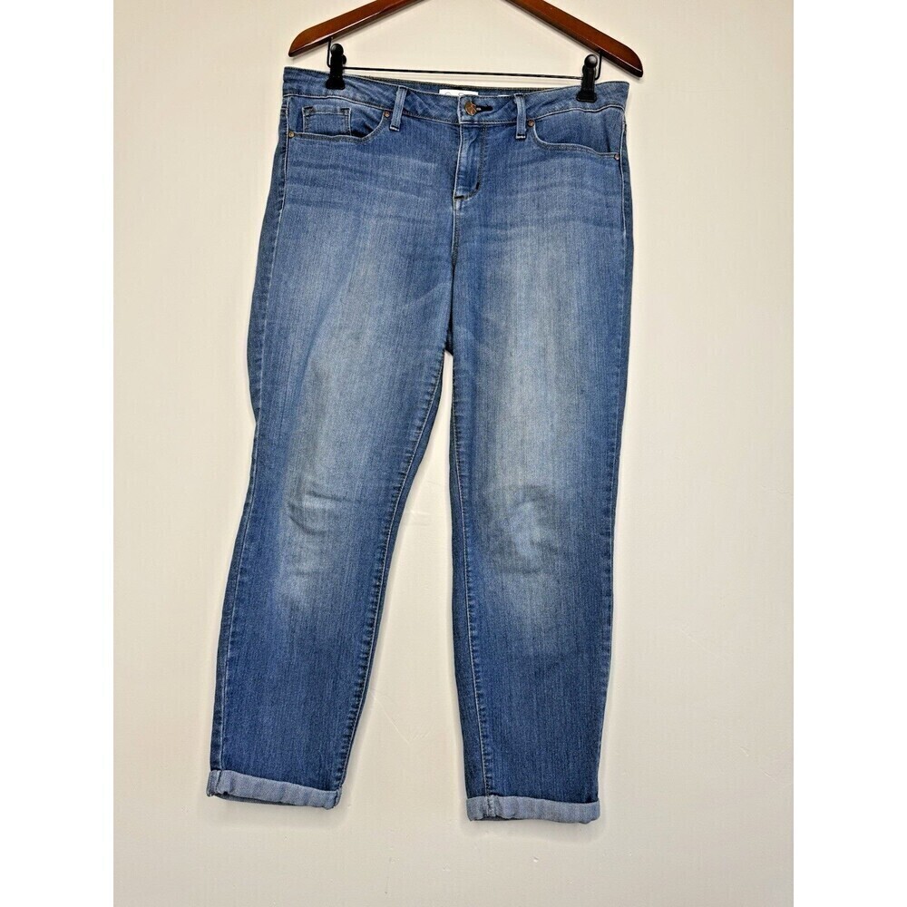 Jessica simpson jeans 10 rolled crop skinny blue dark wash mid rise denim